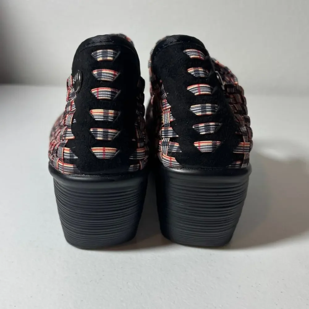 Bernie Mev NWOT Size 6 (EU 37) Lulia Mary Jane Wedge Heels Woven Multicolor